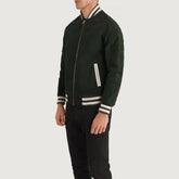 Elnus Green Suede Varsity Jacket